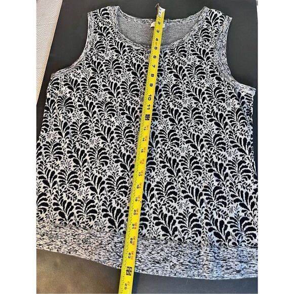 Talbots Sleeveless Sweater B/W Leaf Print Size Large Sweatervest - Picture 5 of 6